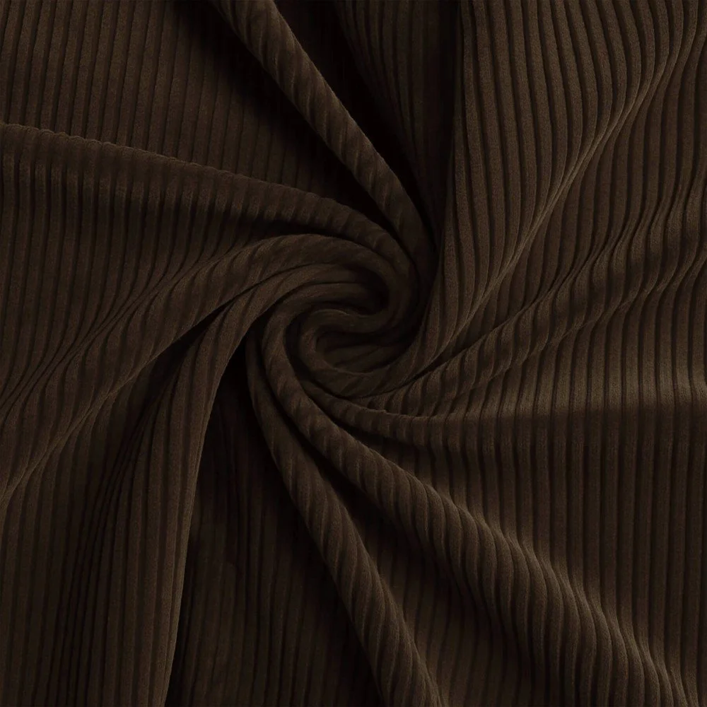 Tessuto Velluto a Coste Stretch 6 Wales Marrone Cioccolato