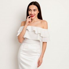 Stretch Satijn Stof Deluxe Ecru Stretch Satijn Stof Deluxe Ecru