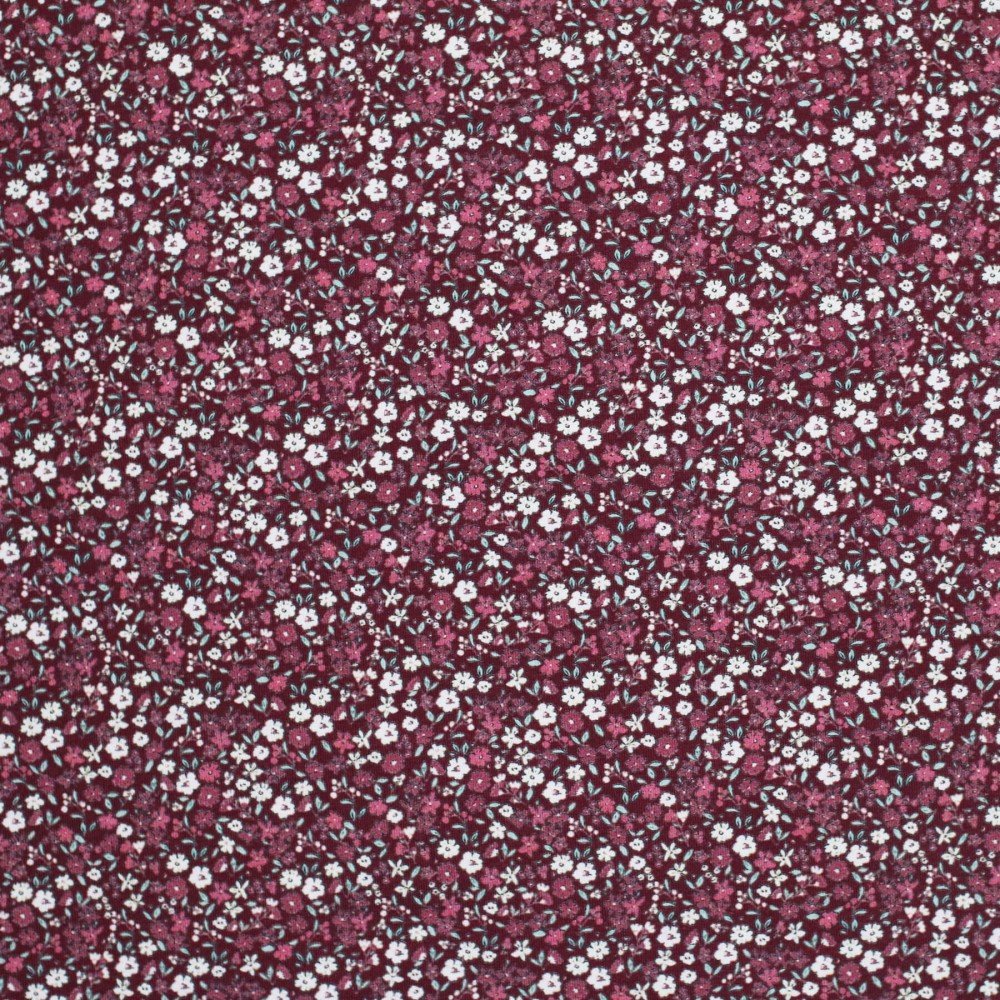 Bomuldjersey Digital Print - Smuk Blomst Bordeaux