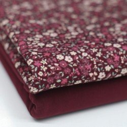 Baumwolljersey Digital - Hübsche Blume Bordeaux Baumwolljersey Digital - Hübsche Blume Bordeaux