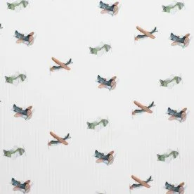 Tessuto Jersey Di Cotone Costine - Aereo Giocattolo