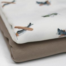 Rippstrick Jersey Stoff - Spielzeugflugzeug Rippstrick Jersey Stoff - Spielzeugflugzeug