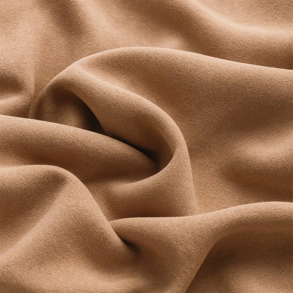 Tessuto Scuba Di Scamosciato Jersey Cammello