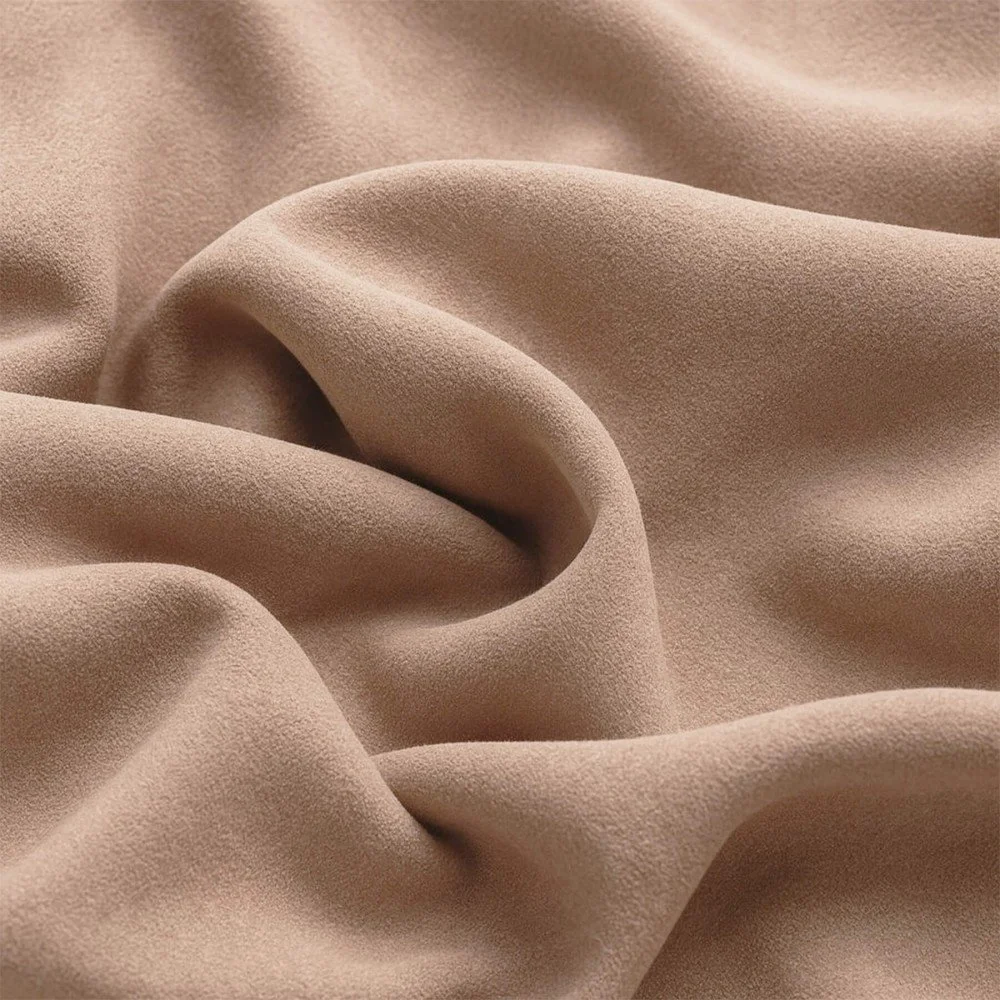 Tessuto Scuba Di Scamosciato Jersey Beige Scuro