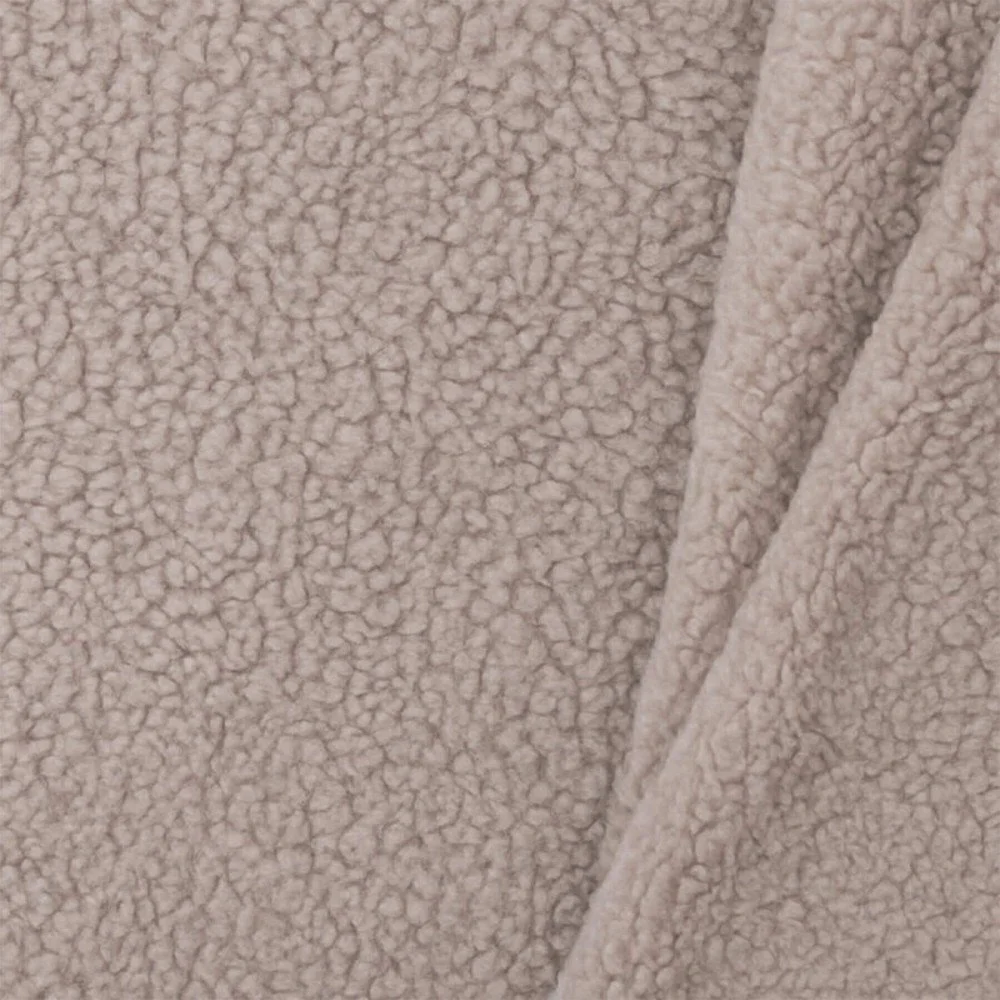 Tessuto Teddy Di Cotone Beige Scuro