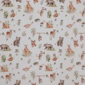 Double Gauze Fabric Digital Print - Nature Animals