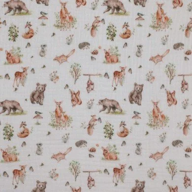 Double Gauze Fabric Digital Print - Nature Animals