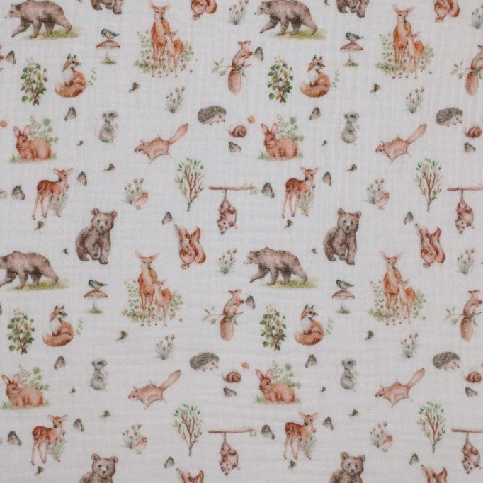 Double Gauze Fabric Digital Print - Nature Animals - (Child Fabrics)