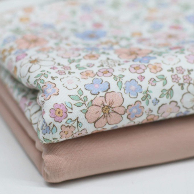 Jersey Cotton Fabric Digital Print - Summertime Feeling Nude Pink - (Jersey Cotton Fabric Digital Print)