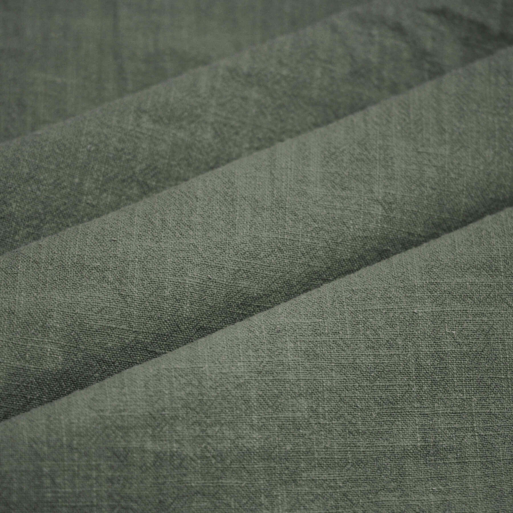 Stonewashed Linnen Stof (Slubtextuur) Leger Groen
