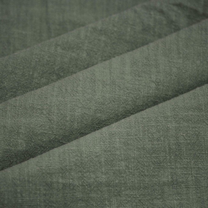 Stonewashed Linen Fabric (Slub Texture) Army Green Stonewashed Linen Fabric (Slub Texture) Army Green - (Linen Fabrics)