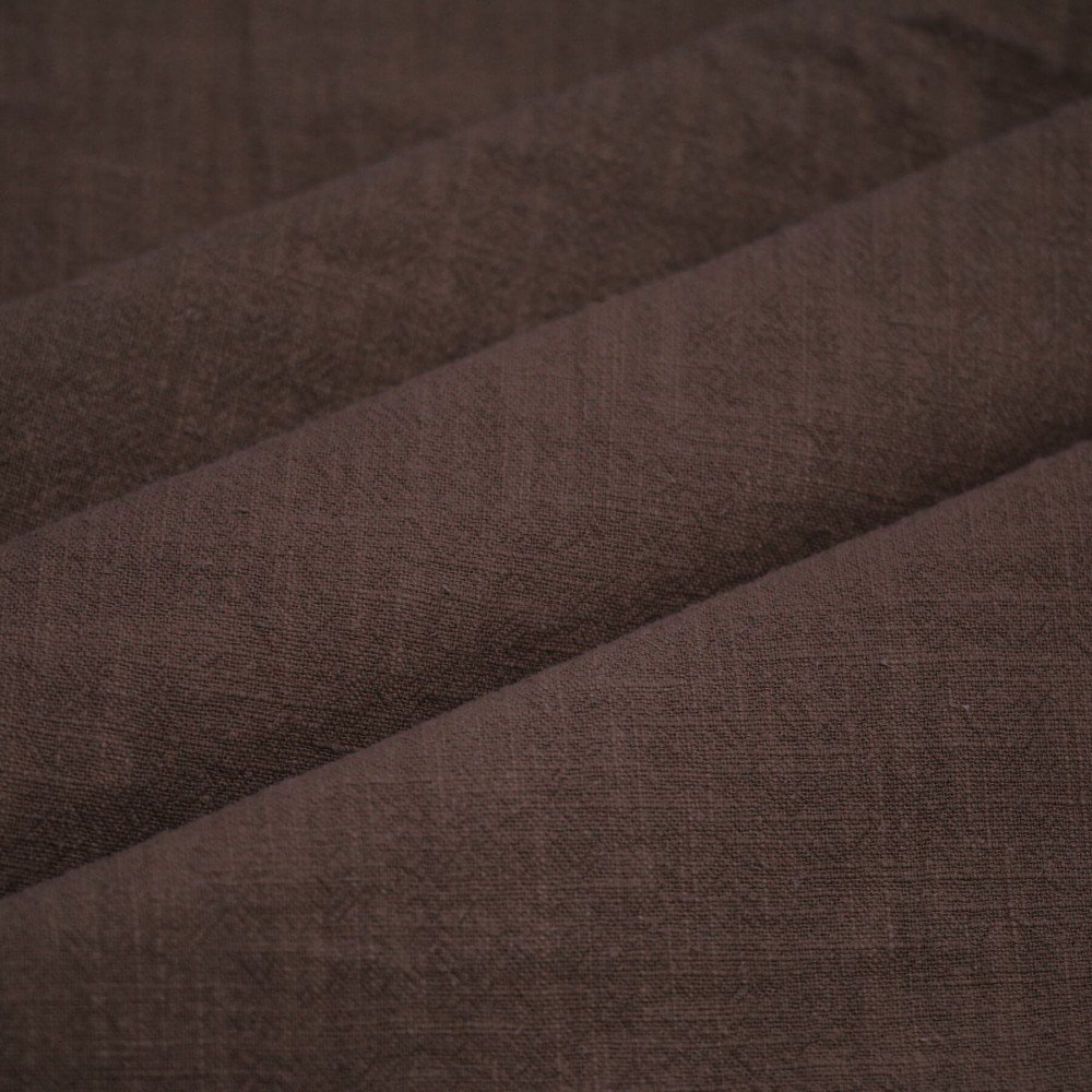 Tessuto Di Lino Stone Washed (Struttura Slub) Marrone Cioccolato