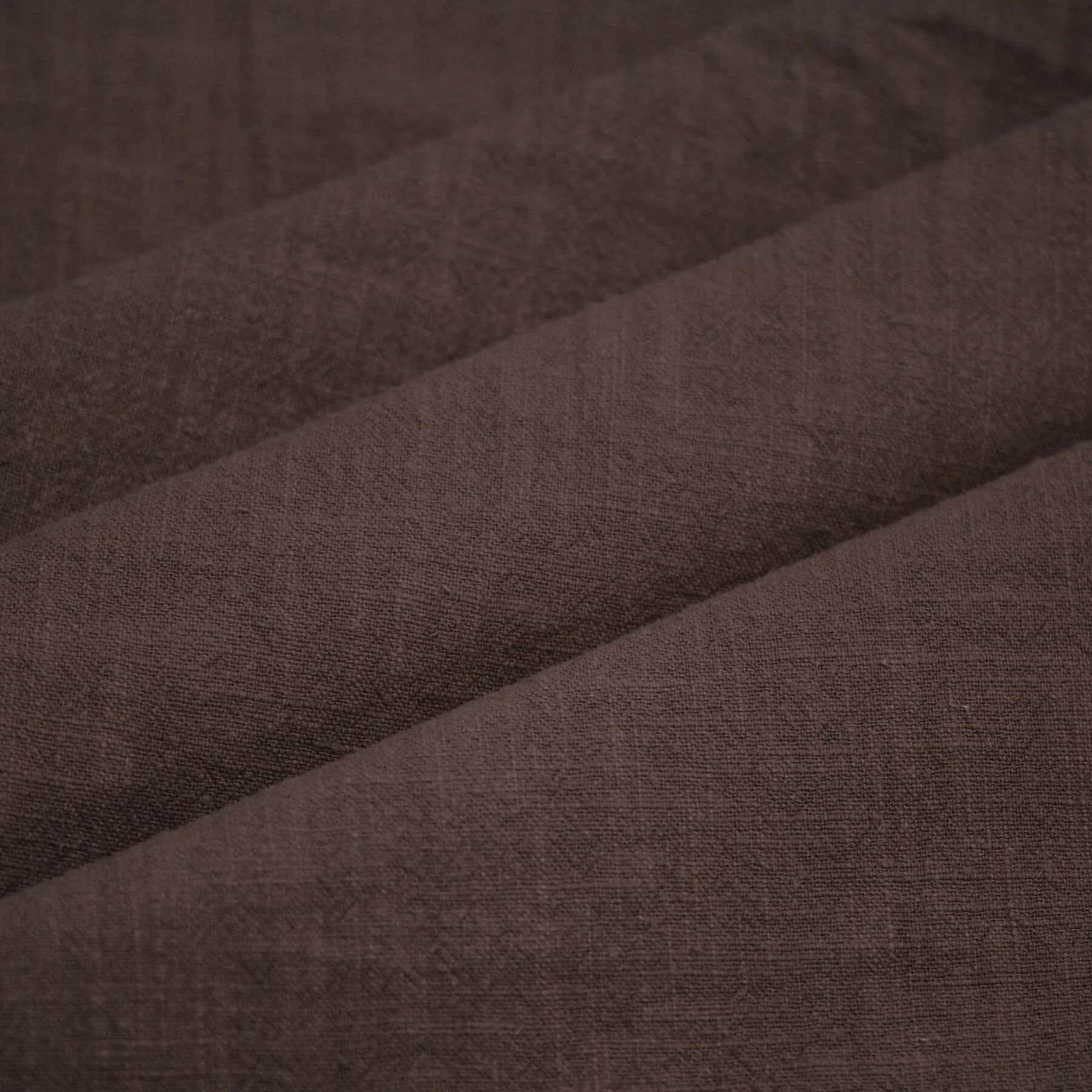 Stonewashed Linnen Stof (Slubtextuur) Chocolade Bruin