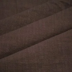 Tissu Lin Stonewashed (Texture Slub) Brun Chocolat