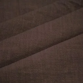 Tkanina Len Stonewashed (Slub Weave) Czekoladowy Brąz