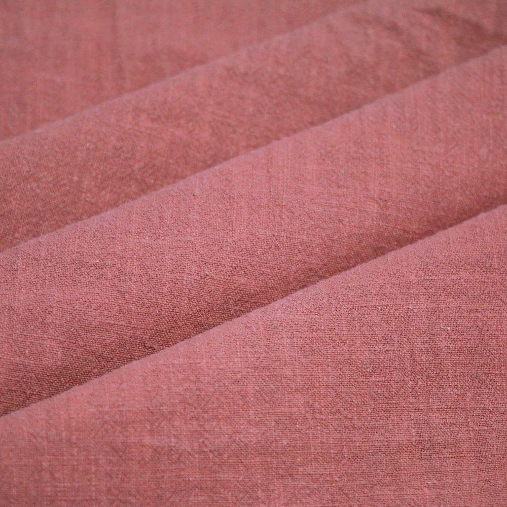 Tessuto Di Lino Stone Washed (Struttura Slub) Argilla Rosa