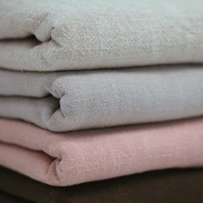 Stonewashed Linnen Stof (Slubtextuur) Dusty Groen - (Linnen Stoffen)