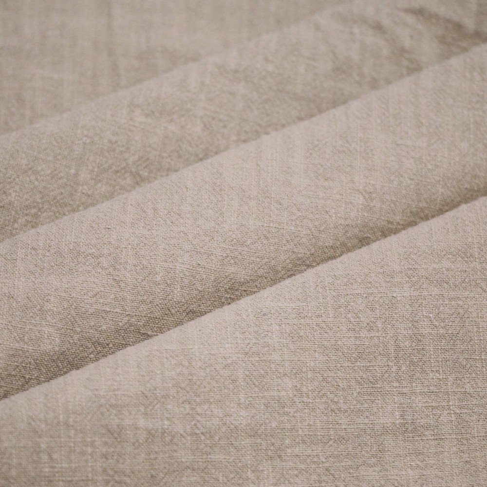 Tessuto Di Lino Stone Washed (Struttura Slub) Beige Scuro