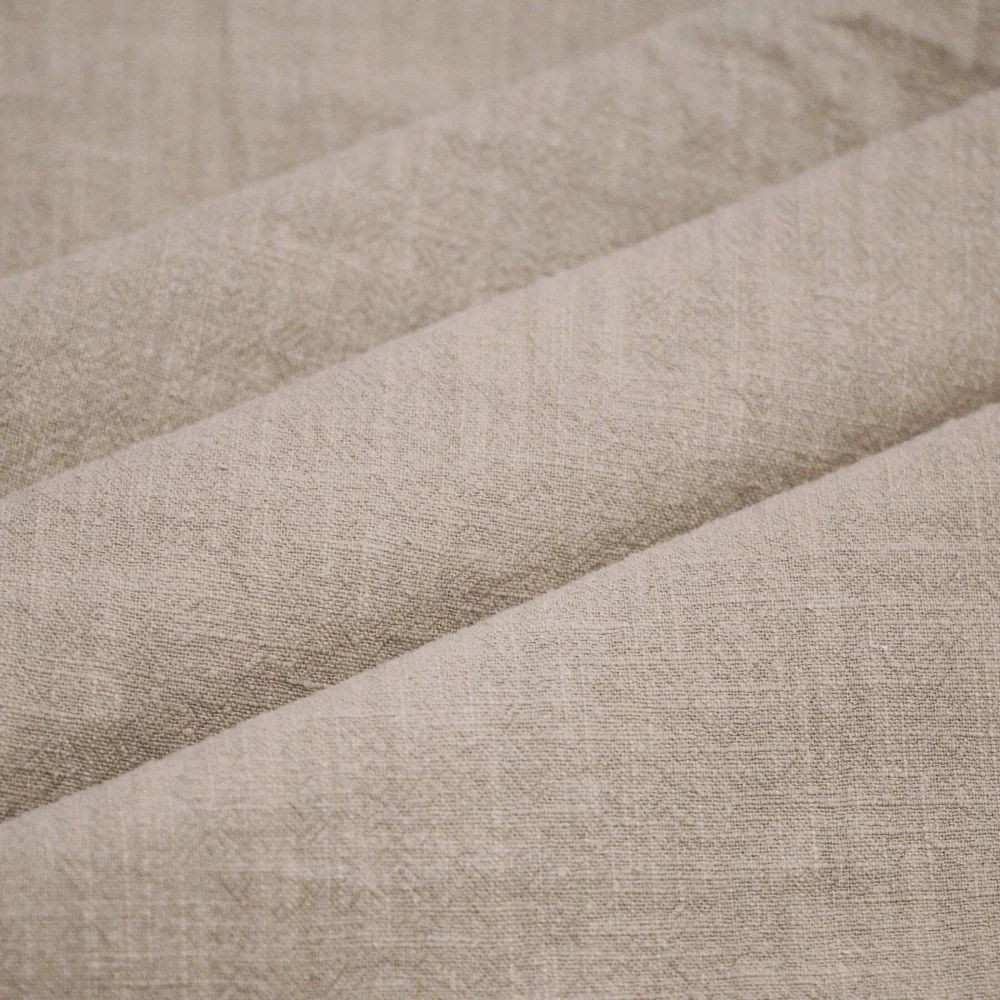 Tessuto Di Lino Stone Washed (Struttura Slub) Beige Scuro