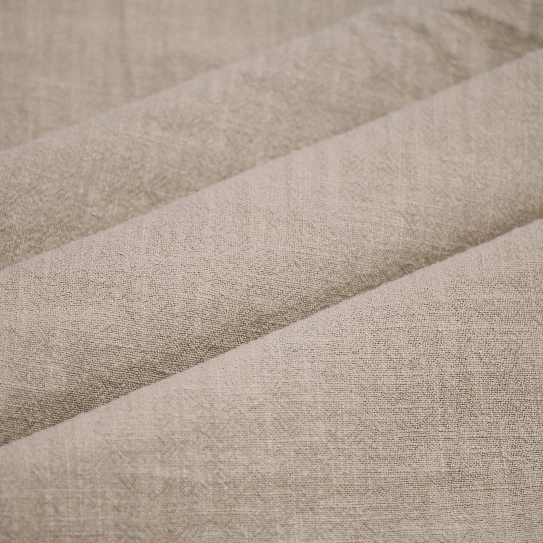 Stonewashed Linnen Stof (Slubtextuur) Donker Beige
