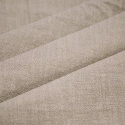 Stonewashed Linen Fabric (Slub Texture) Dark Beige