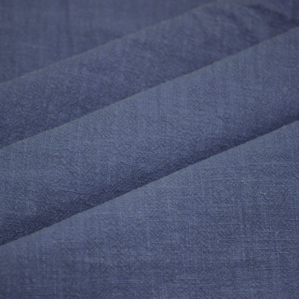 Tessuto Di Lino Stone Washed (Struttura Slub) Jeans Scuro