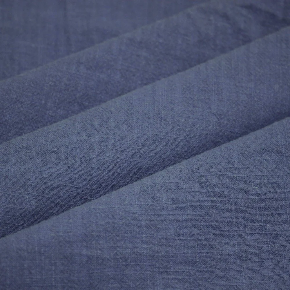 Tessuto Di Lino Stone Washed (Struttura Slub) Jeans Scuro