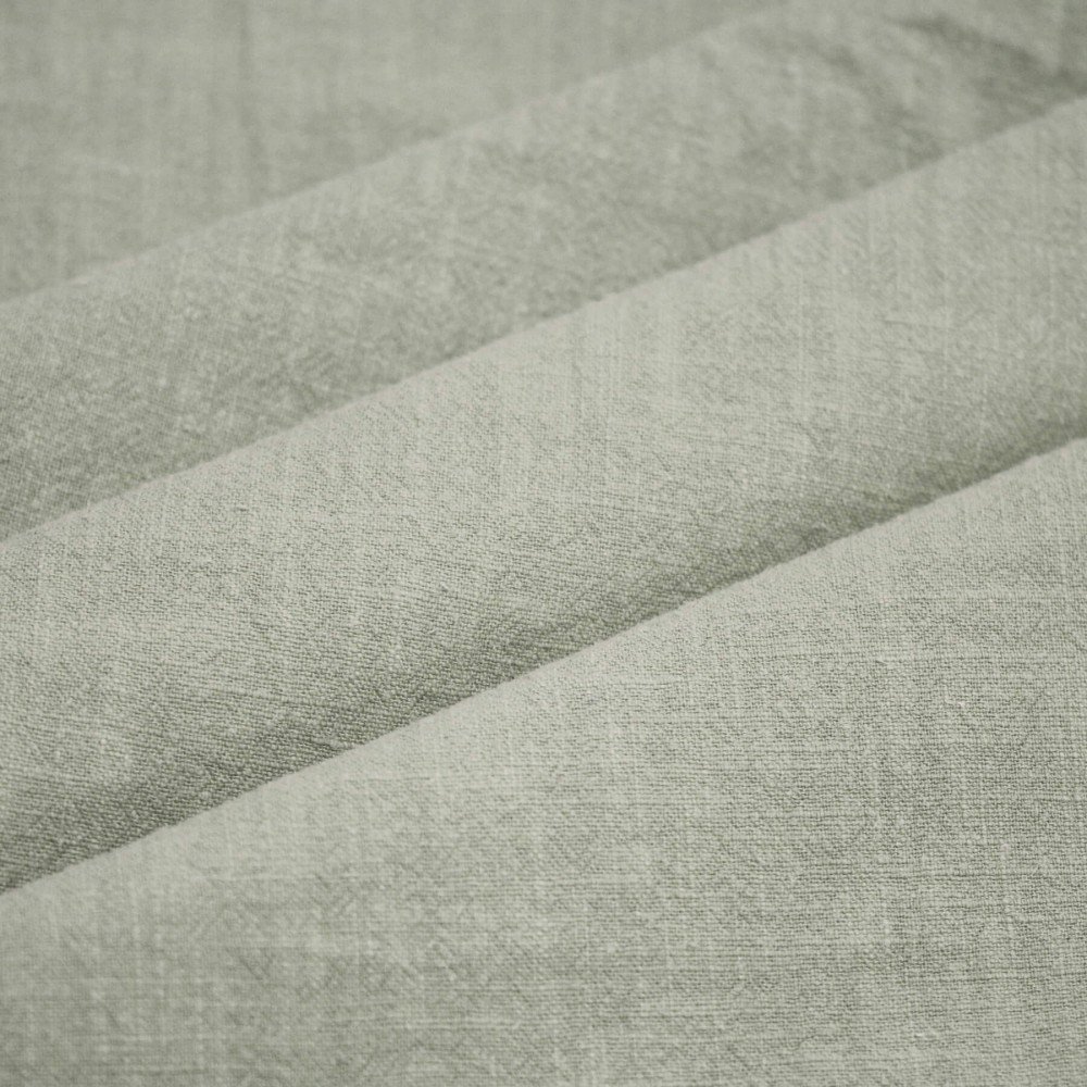 Tessuto Di Lino Stone Washed (Struttura Slub) Verde Polveroso