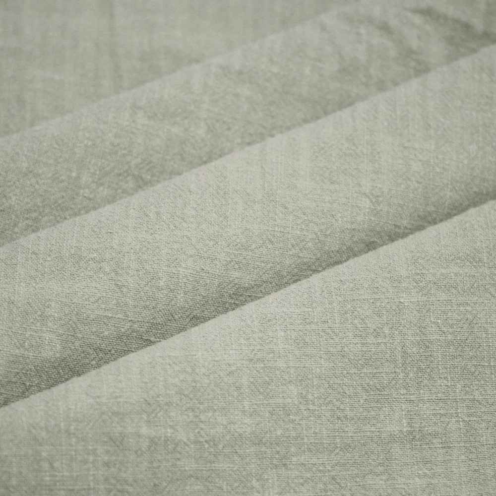Tessuto Di Lino Stone Washed (Struttura Slub) Verde Polveroso