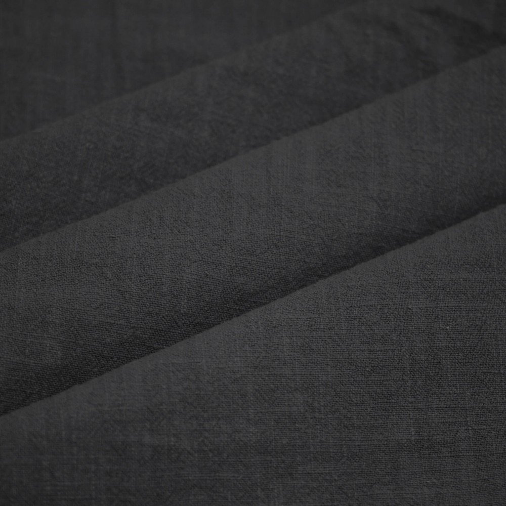 Tessuto Di Lino Stone Washed (Struttura Slub) Nero
