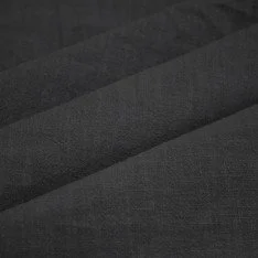 Stonewashed Linen Fabric (Slub Texture) Black