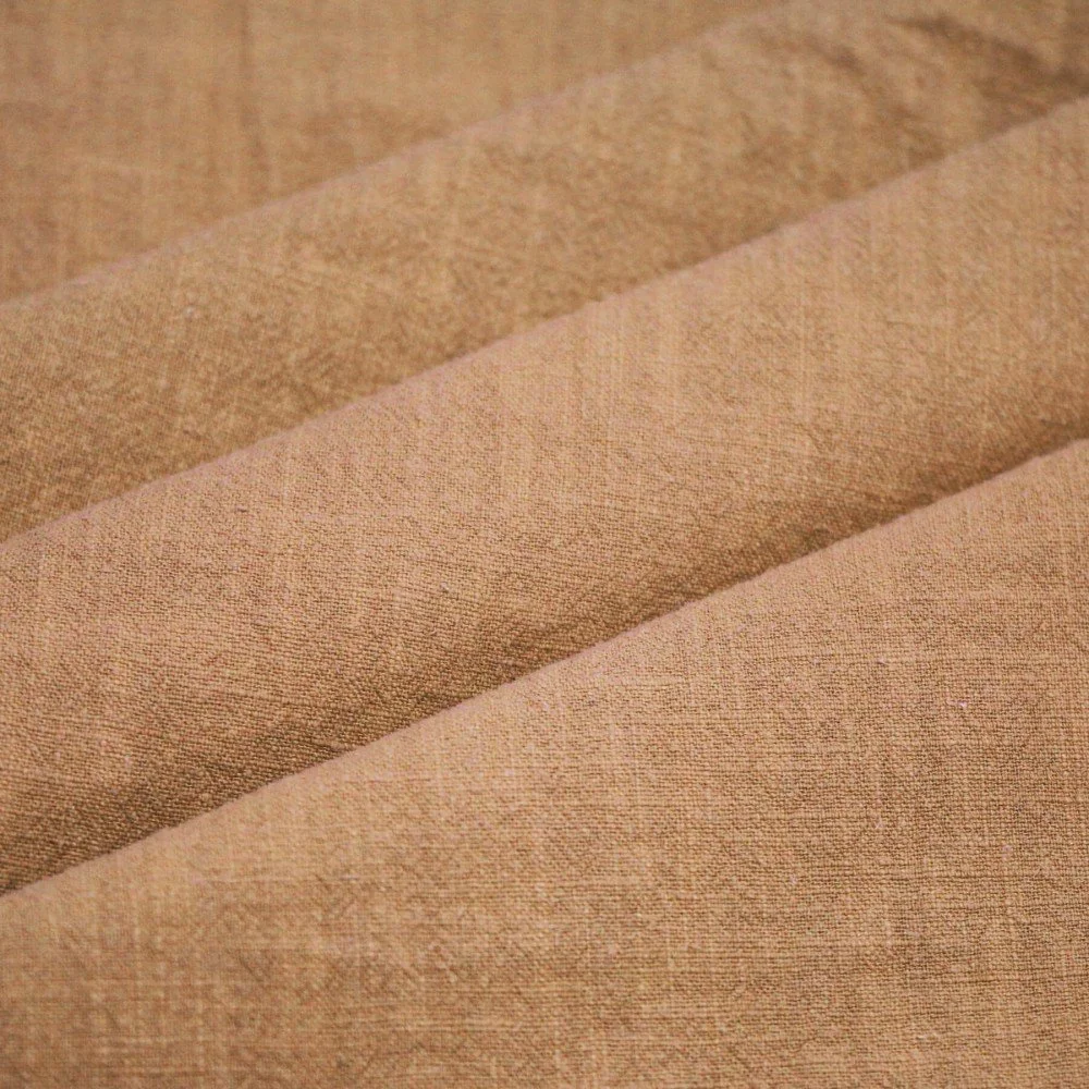 Tessuto Di Lino Stone Washed (Struttura Slub) Cammello
