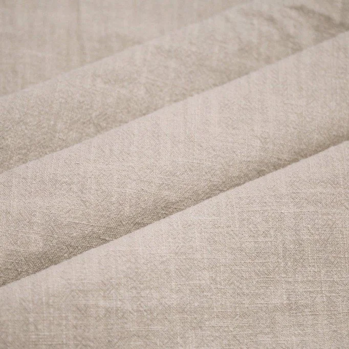 Stonewashed Linen Fabric (Slub Texture) Light Beige - (Linen Fabrics)