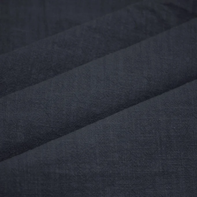 Tkanina Len Stonewashed (Slub Weave) Granatowy Tkanina Len