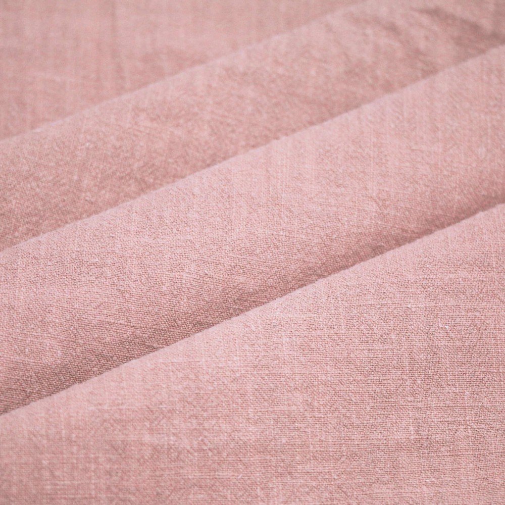 Tessuto Di Lino Stone Washed (Struttura Slub) Nude Rosa