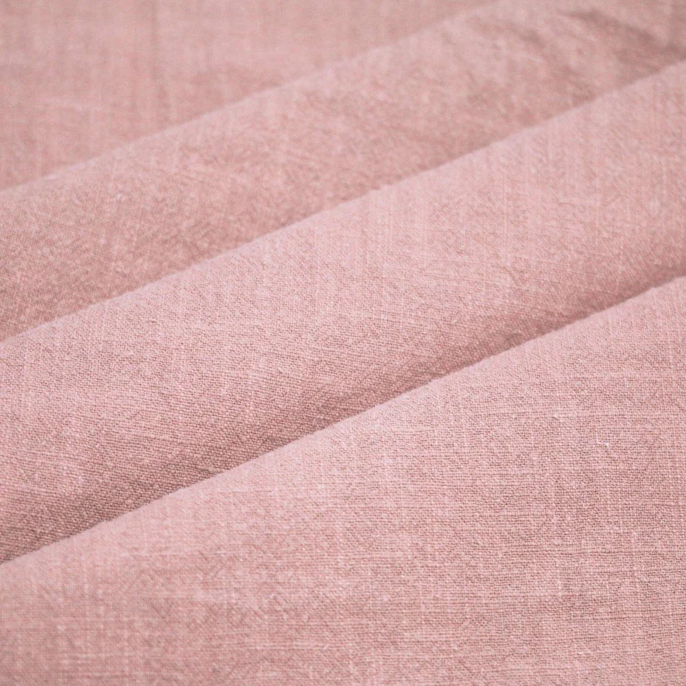 Tessuto Di Lino Stone Washed (Struttura Slub) Nude Rosa