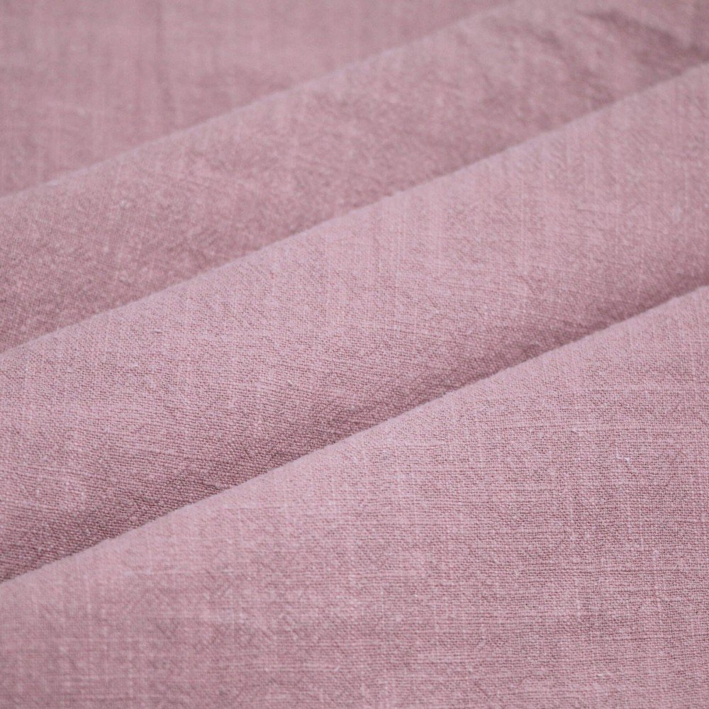 Tessuto Di Lino Stone Washed (Struttura Slub) Rosa Antico
