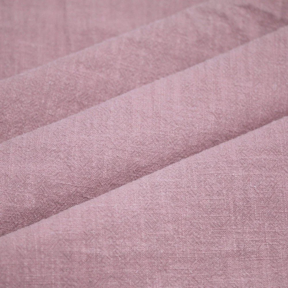 Tessuto Di Lino Stone Washed (Struttura Slub) Rosa Antico