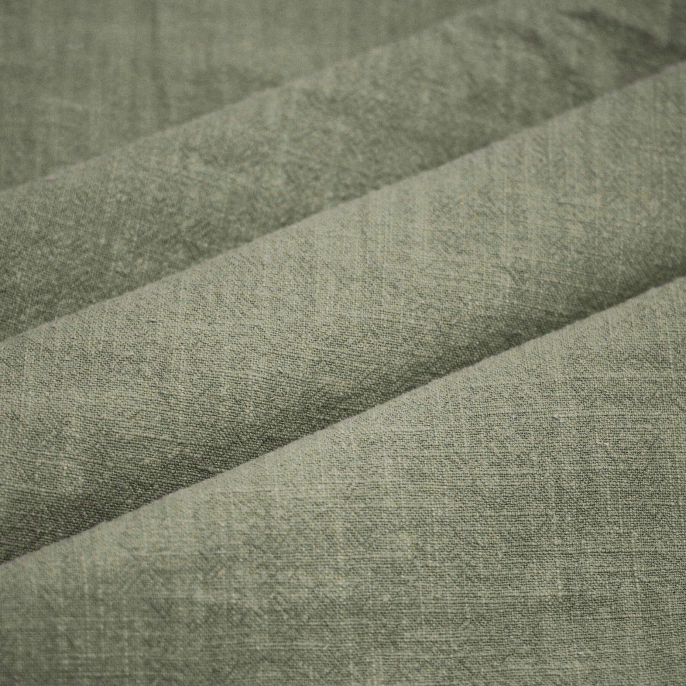 Tessuto Di Lino Stone Washed (Struttura Slub) Oliva