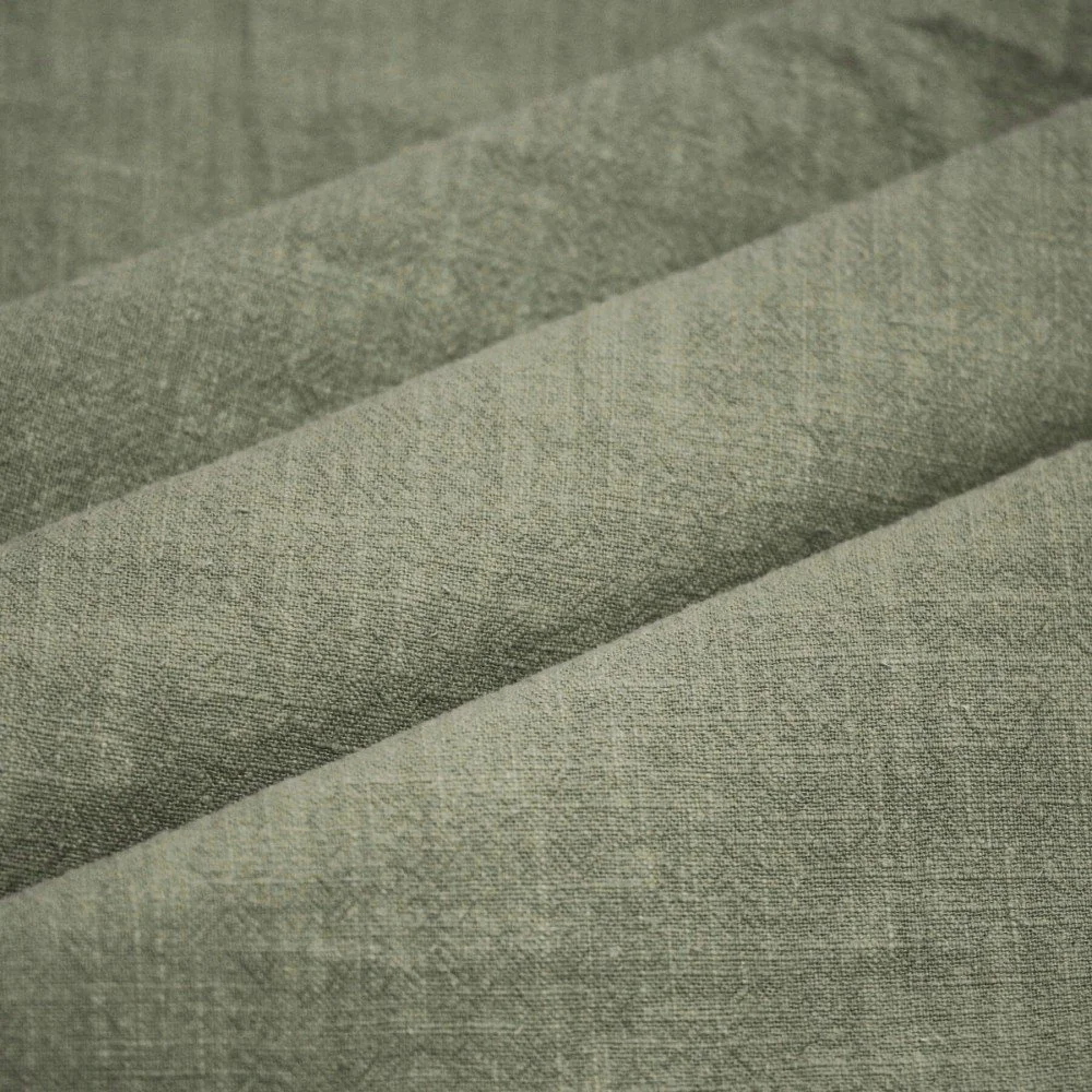 Tessuto Di Lino Stone Washed (Struttura Slub) Oliva
