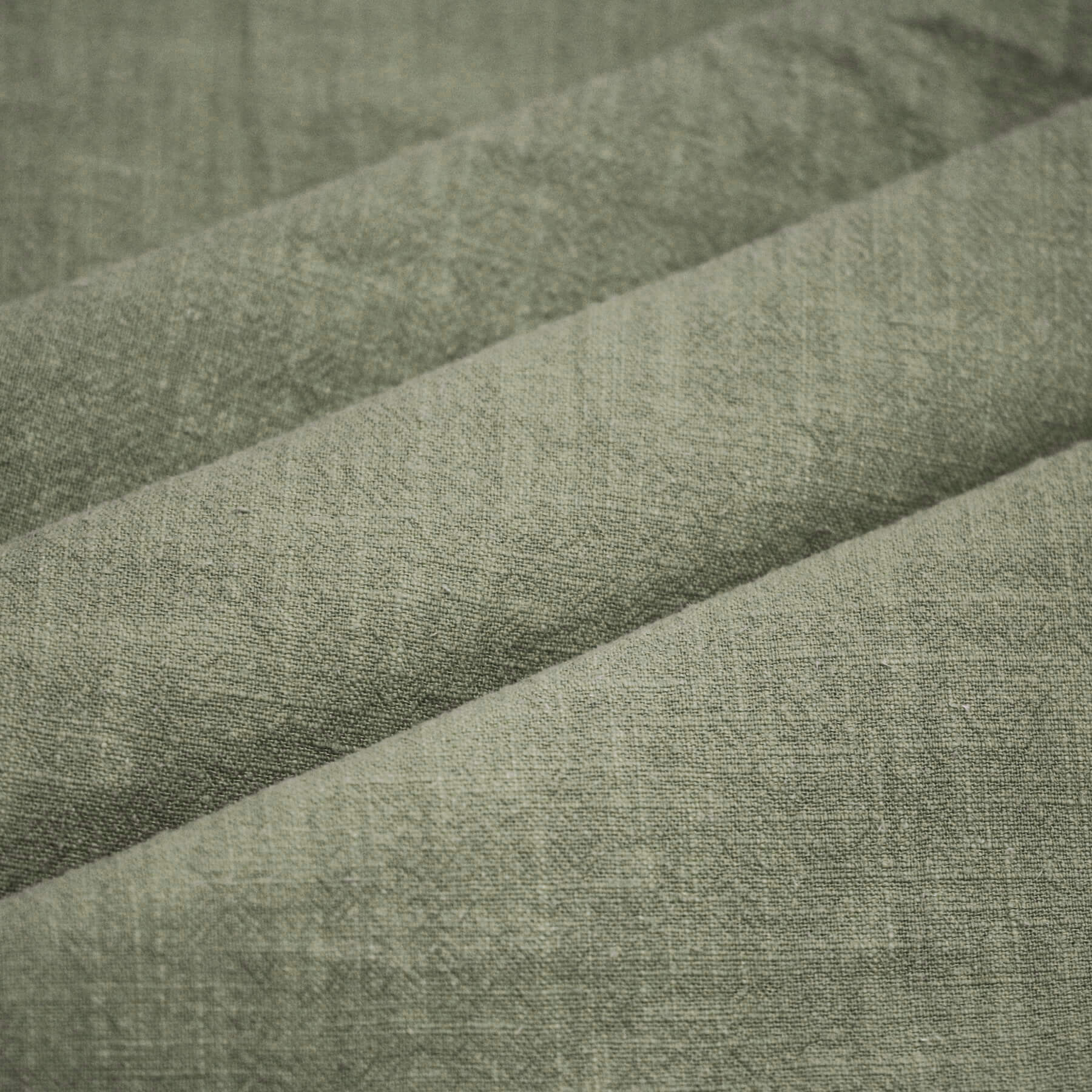 Stonewashed Linnen Stof (Slubtextuur) Olijf