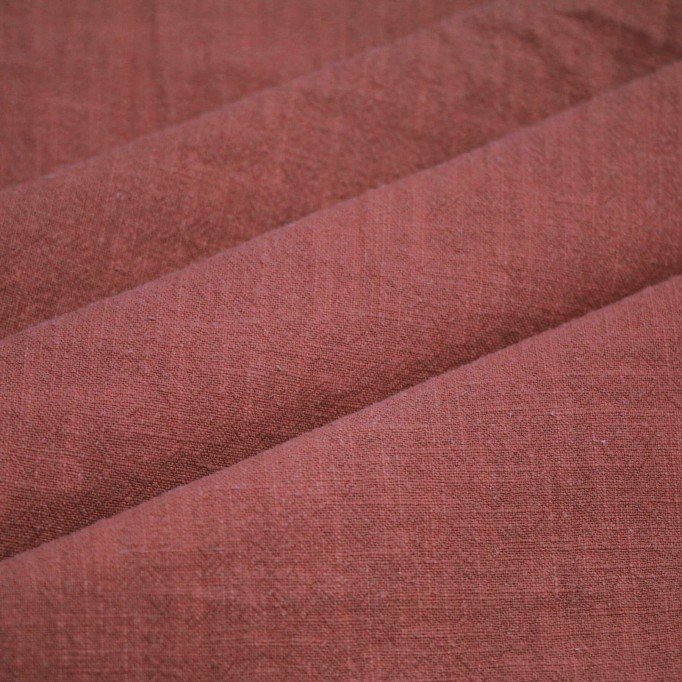 Stonewashed Linen Fabric (Slub Texture) Rust Stonewashed Linen Fabric (Slub Texture) Rust - (Linen Fabrics)