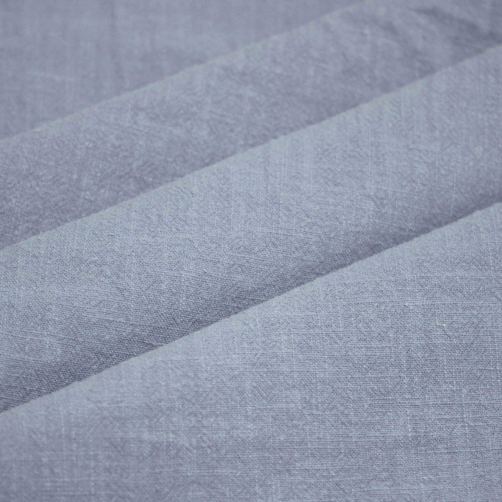 Tessuto Di Lino Stone Washed (Struttura Slub) Blu Acciaio