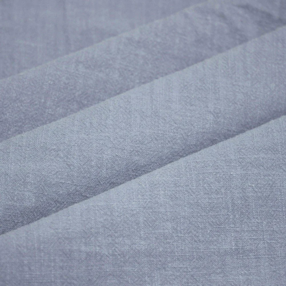 Tessuto Di Lino Stone Washed (Struttura Slub) Blu Acciaio