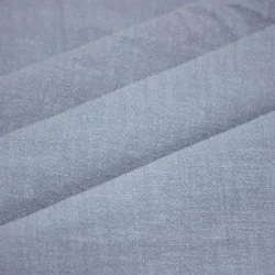 Tessuto Di Lino Stone Washed (Struttura Slub) Blu Acciaio