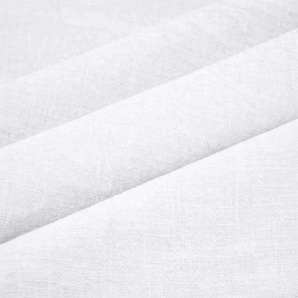 Tessuto Di Lino Stone Washed (Struttura Slub) Bianco