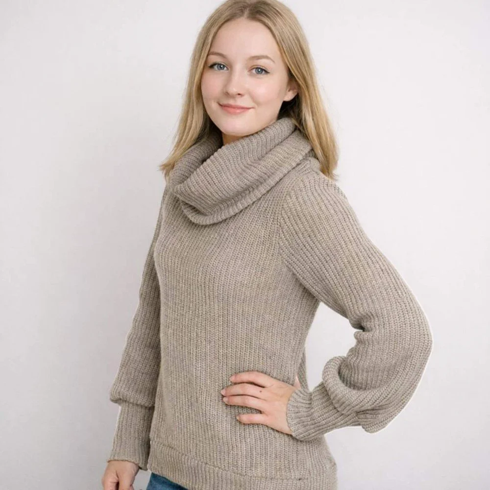 Big Knit Stof Mørk Beige Big Knit Stof Mørk Beige
