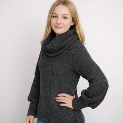 Big Knit Fabric Dark Grey Melange