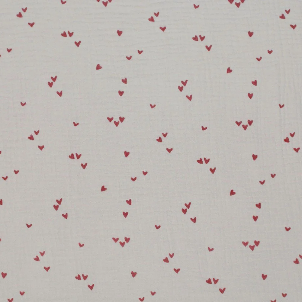 Double Gauze Fabric Printed - Irregular Hearts Beige Double Gauze Fabric Printed - Irregular Hearts Beige
