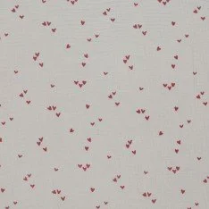 Baby Musselin Stof Muster - Uregelmæssig Hjerter Beige
